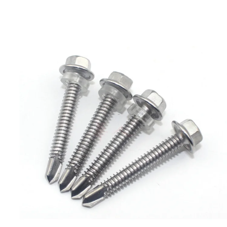 DIN 7504 K SS304 stainless steel  hex washer head self drilling screw hex self drill screw Tek screw