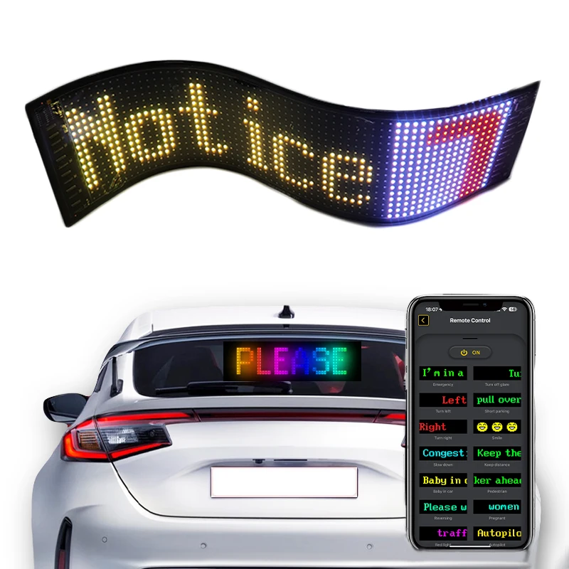 Flexible LED matrix panel LED light identification for automotive Bluetooth intelligent rolling display message board