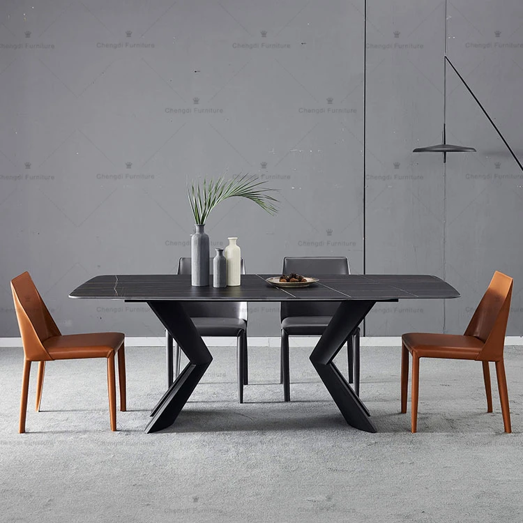 modern home furniture luxurious dining table and chair marble in guangzhou sintered stone