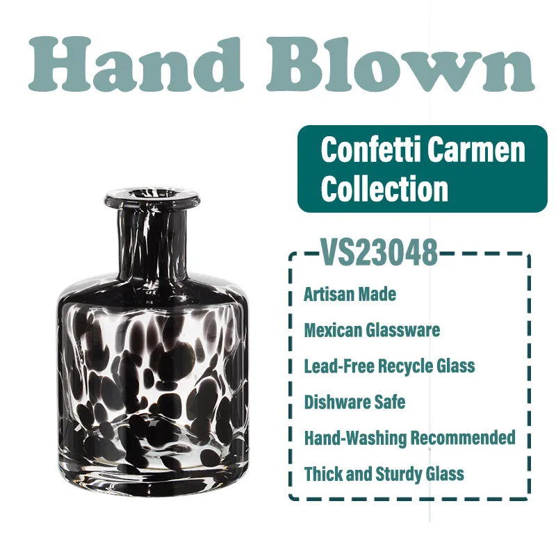 Samlife Colored Hand Blown Vintage Art Mini Flower Bud Vases Classic Colorful Mexican Confetti Glass Vase