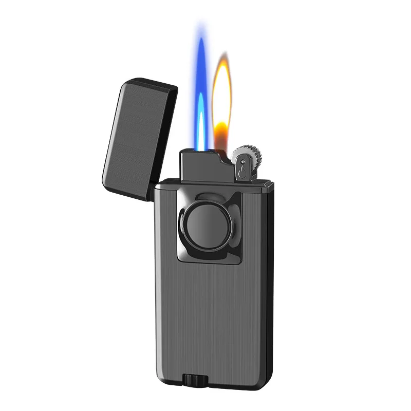 2023 Two Types Of Flames Butane Gas Lighter Windproof Blue Straight Flame And Soft Flame Lighter Custom Logo