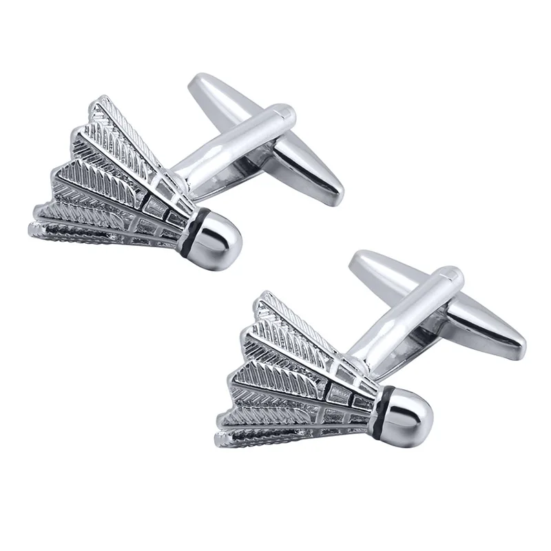 Wholesale Silver Badminton Club Novelty Cuff links Custom Mens Business Suit Shirt Gift Wedding Tuxedo Trendy Jewelry Cufflinks
