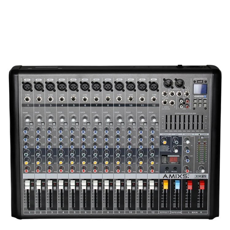  AMIXS EM12 звукомикшер Phantom мощность usb dj микшерный пульт смеситель про аудио оборудование профессиональный аудио-интерфейс dsp