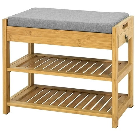 Bamboo Shoe Storage Bench Cabinet,Shoe Rack with Seat