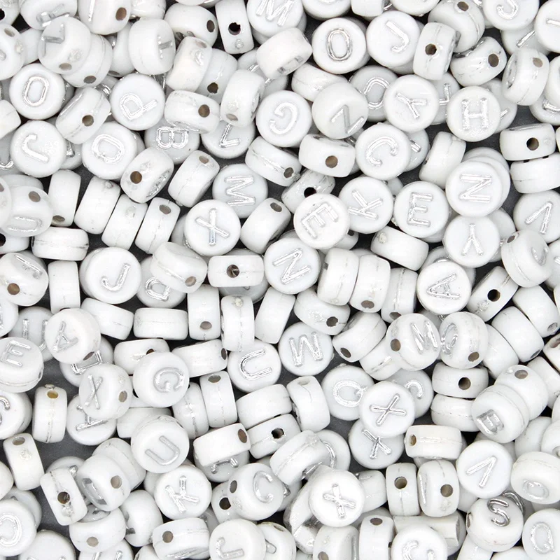 7*4mm Round Flat Plastic Alphabet Number Decorative DIY Multicolor Wholesale Loose Bracelet Jewelry Making Letters Beads