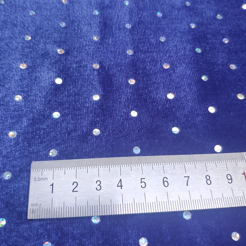 velvet fabric for garment clothing foil laser dot 92%Polyester 8%Spandex 4 way stretch textile custom elastic fashion