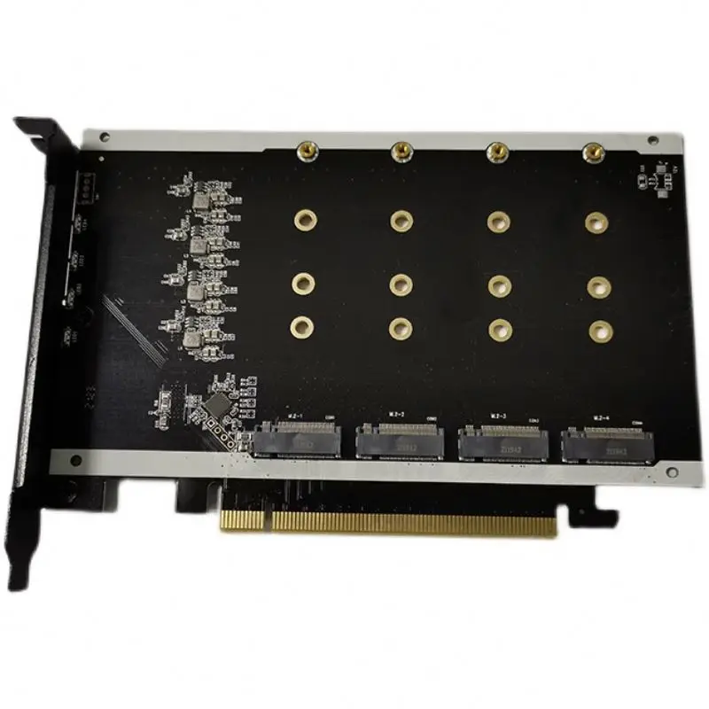 4 * NVMe SSD Adapter NGFF M.2 Key M Slot To PCI Express PCl-E 16X PCIe X16 Expansion Converter Riser Card