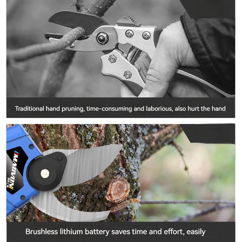 Garden Metal Electric Pruner Electric Scissors Handheld Round Knife Cutting Machine Battery Cordless Pruning Shear with Screen