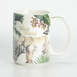 Custom elephant print fully wrapped ceramic wholesale porcelain mugs