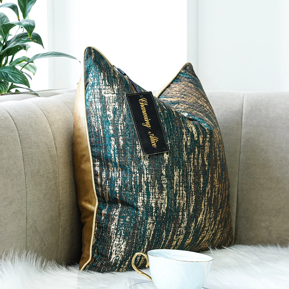 Square Abstract Design Jacquard Cushion Case Luxury Modern Throw Pillow Cover Decorative Pillow for Couch Living Room 20inch