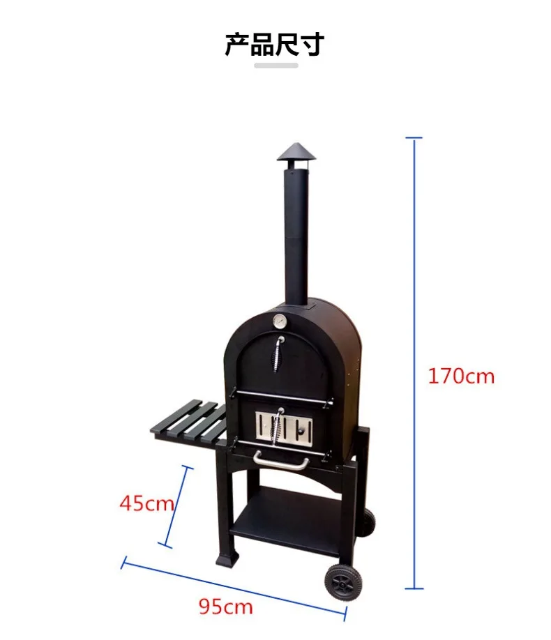 Custom Portable Pizza Oven Wood Fire Pizza Maker Oven Portable Trailer With Stainless Steel Doors For Garden