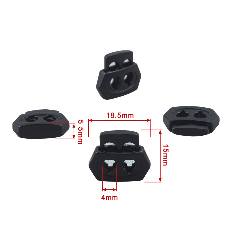 Customize zinc alloy gold cord stopper ball shape black metal spring buckle lock 3mm rope end cap with hook