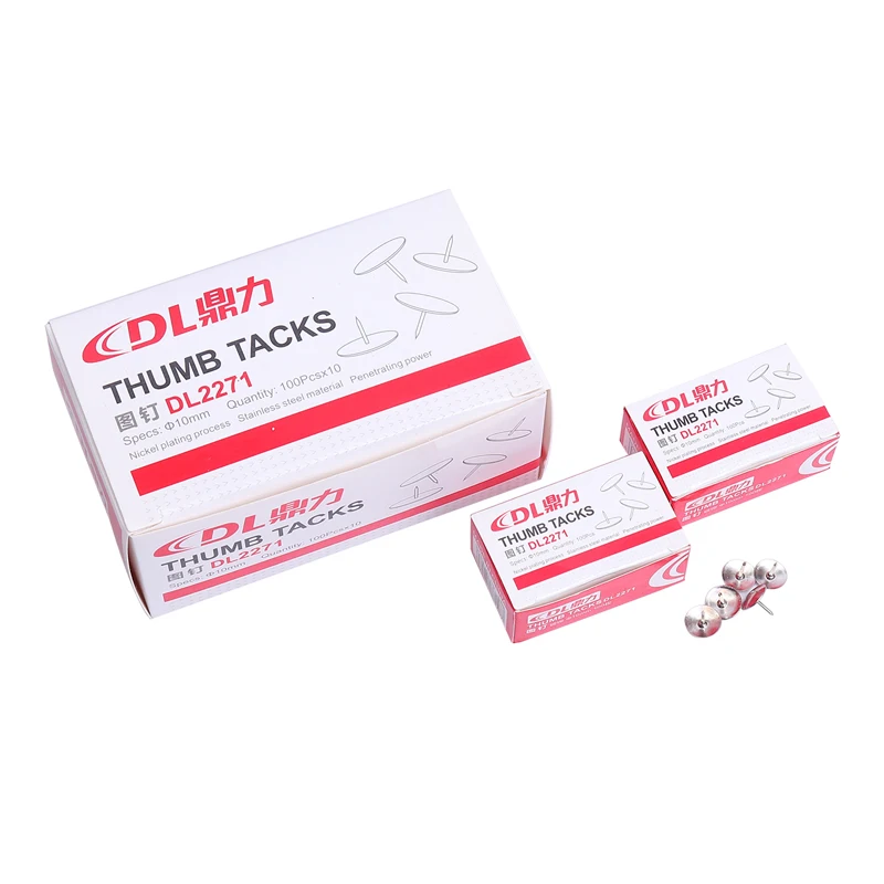 Лидер продаж, штанги для рисования, штанги для больших пальцев, 100 шт., бумажная коробка, упаковка, офисные принадлежности, металлические штанги для больших пальцев