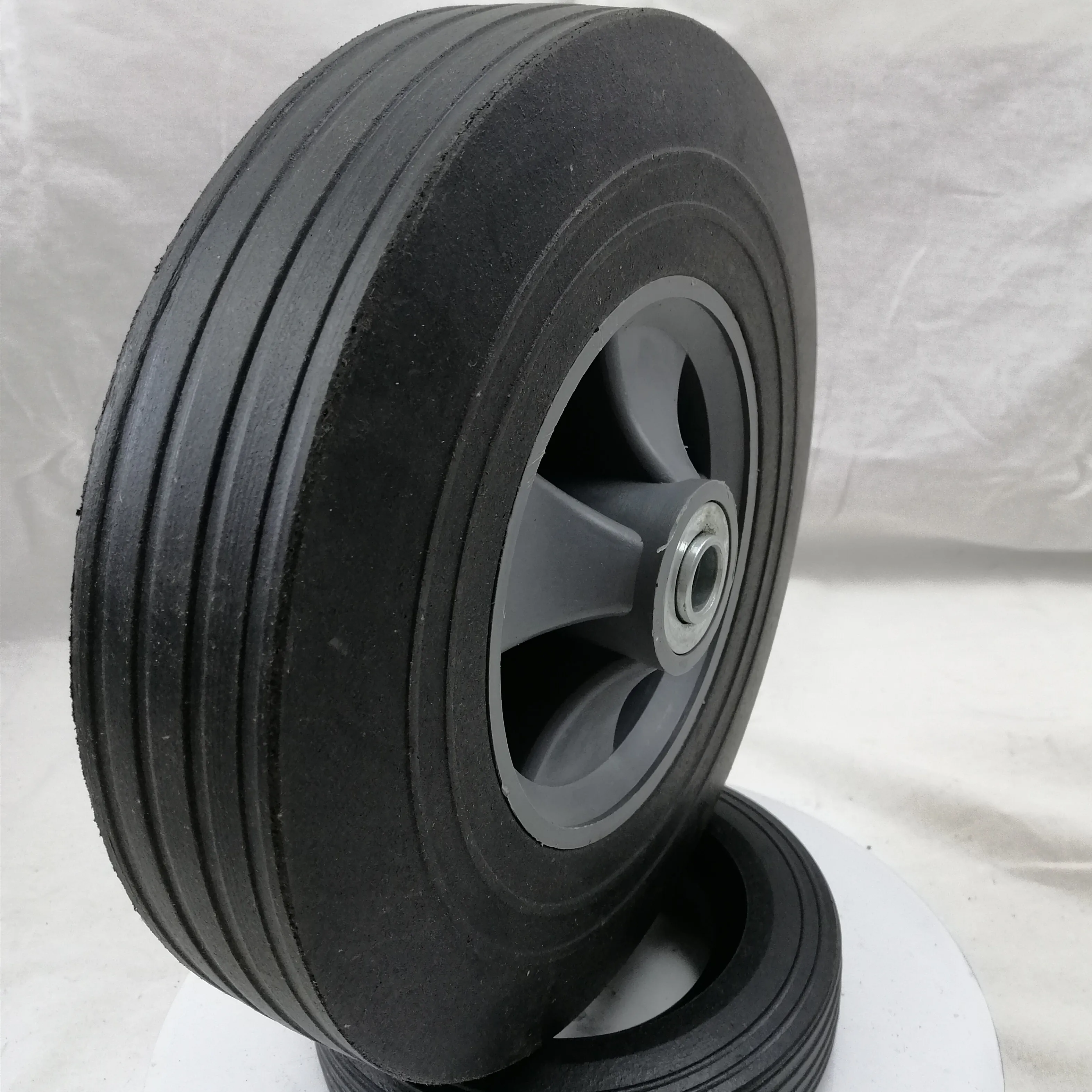 Qingdao factory plastic rim 10 inch trolley solid rubber wheel tire 10*2