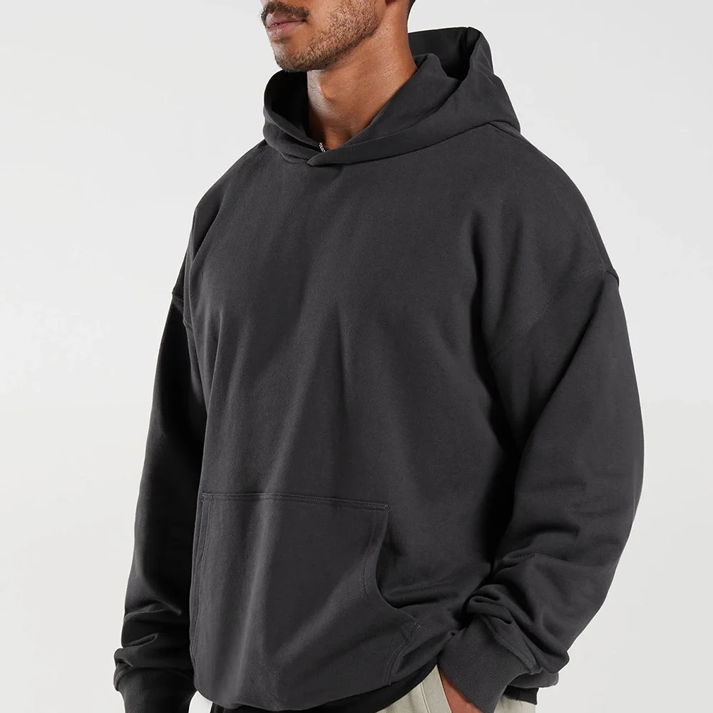 Custom High Quality Casual Hooded Mans Hoodie Letter Logo Double Line Chest Style Sweater Men Loose Hoodies