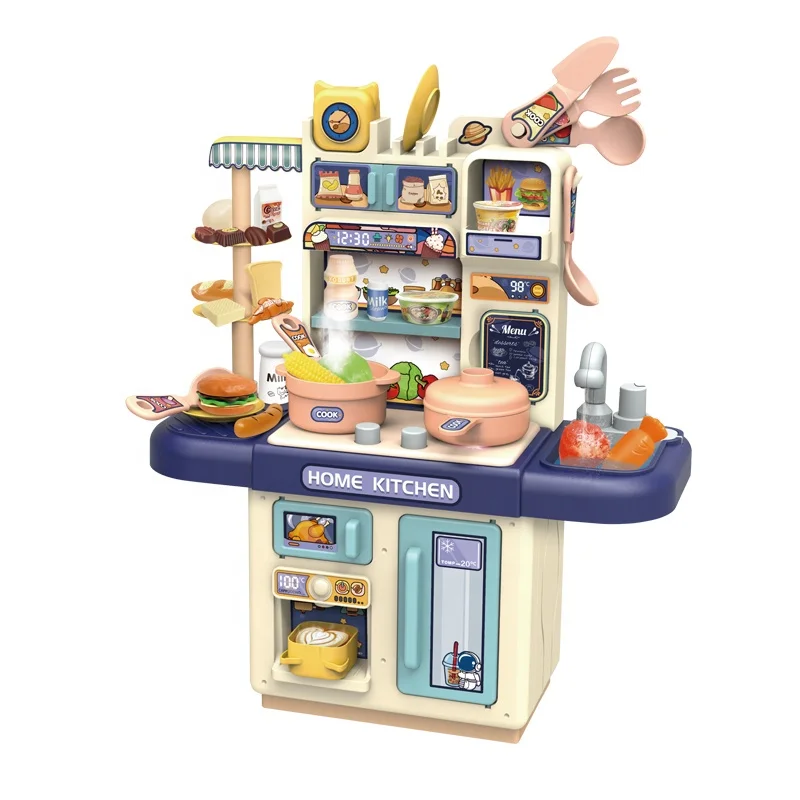 Accessories Play Set Kids Pretend Sinks Simulation Spray Kitchen Toy 34pcs Set OEM Light Spray Kitchen Counter