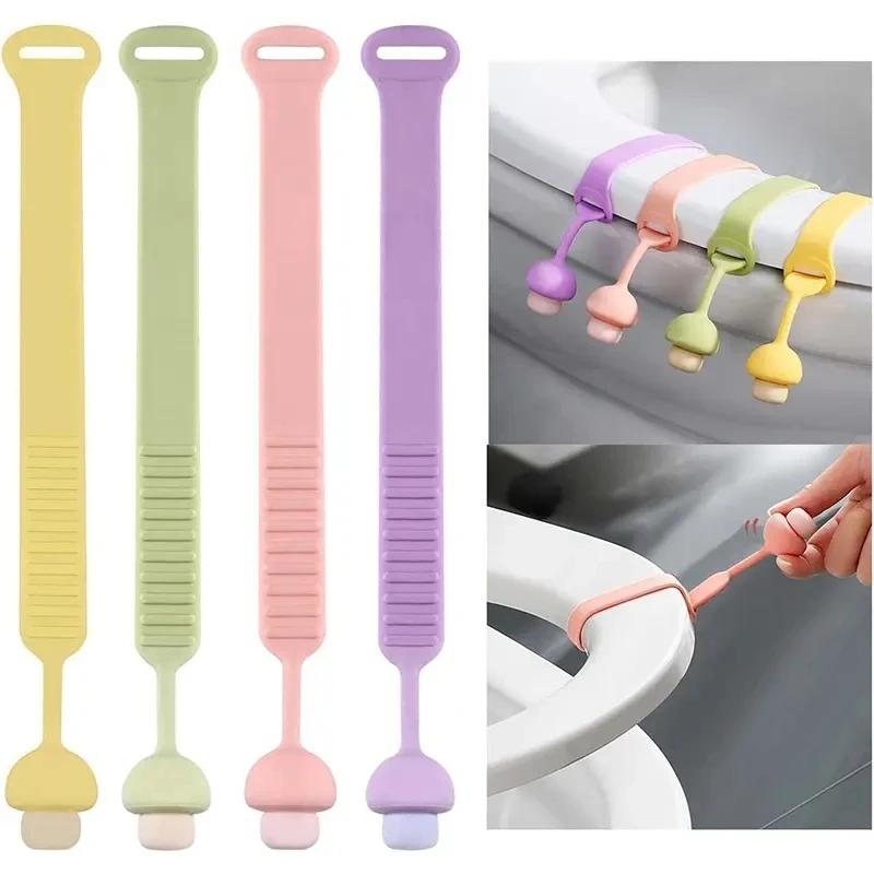 Household Bathroom Stool Lid Remover Adjustable  Anti Dirt Cushion Circle Silicone Toilet Seat Lid Handle