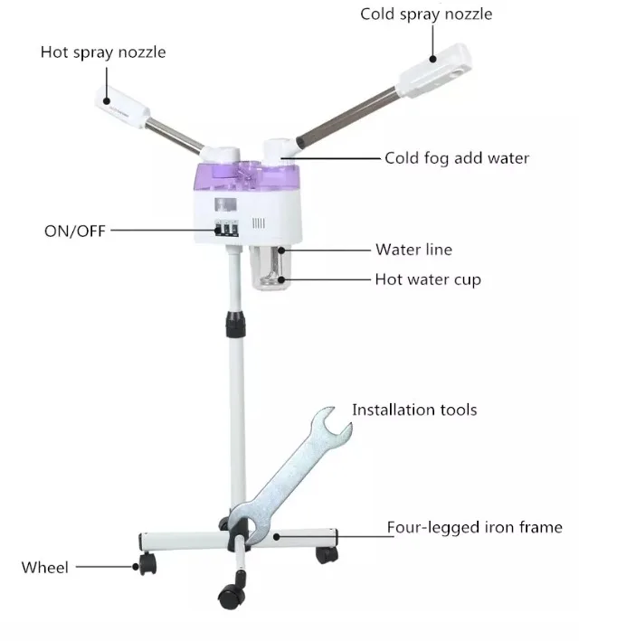 Wholesale Factory Price Professional Hot Cold Facial Steamer Vapor Ozone Facial Steamer Skin Moisturizer Pore Deep Cleaning