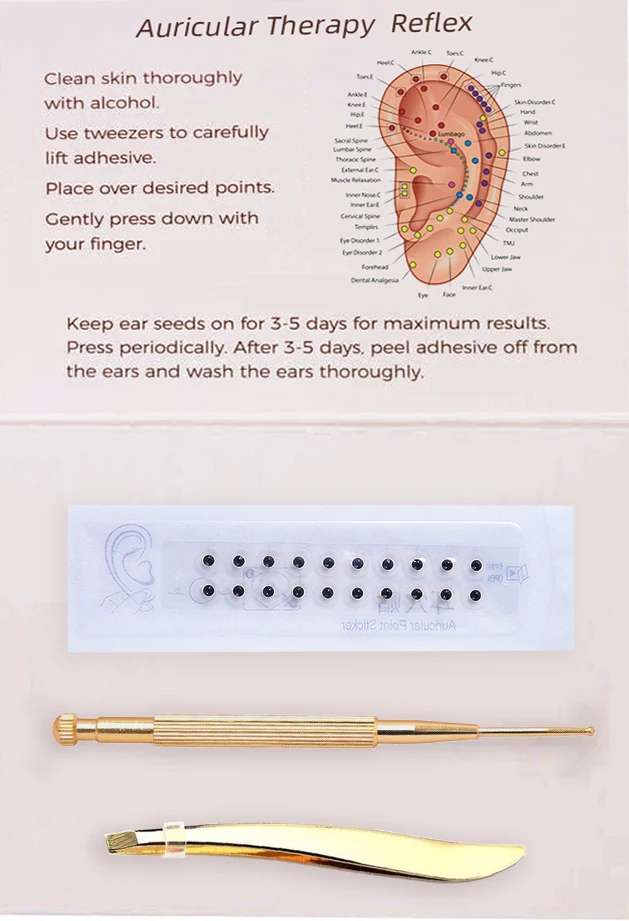 Cloud&Dragon 24Gold Ear Seeds For Acupuncture Therapy Chinese Ear Seeds For Acupuncture Treatment and Therapy With Clear Tape