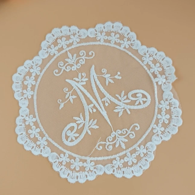 coffee cup organza embroidery doilies,flower applique embroidery lace doilies for table decoration