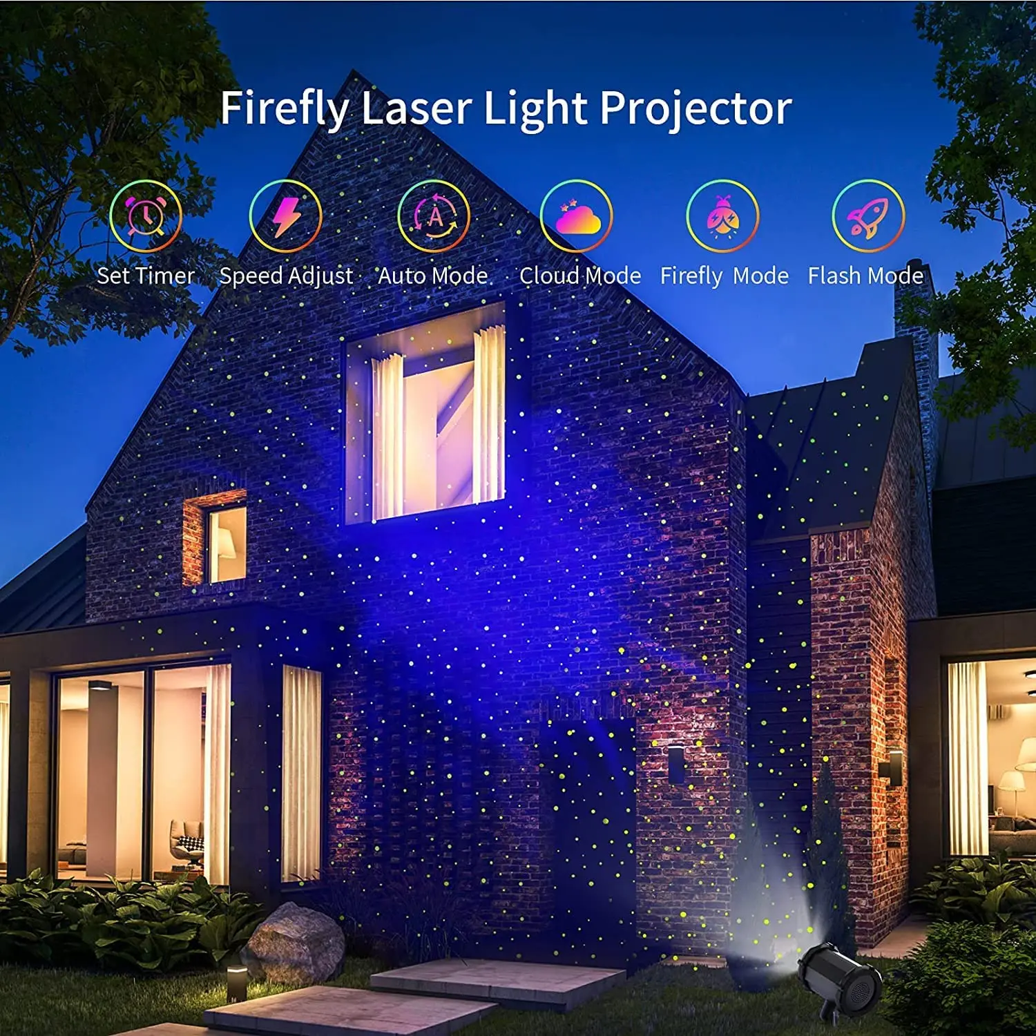 2023 Wholesales 3D vivid yellow laser Firefly Projector Garden Light romantic wedding light Holiday Christmas deco light