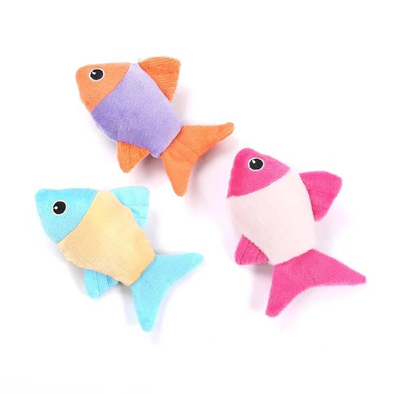 Plush fish cat toys with Catnip and sound pet cats funny interactive toy custom pet plush toy