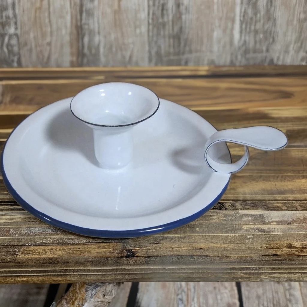 Retro Steel Inside Enamel Candle Holder Metal Candle Holder