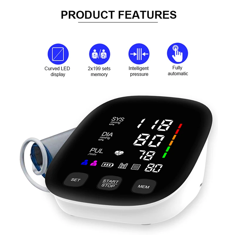 Electronic Cheap Smart Shpygmomanometer Upper Arm Bp Monitor Blood Pressure Medical Digital Bp Machine Blood Pressure Monitor