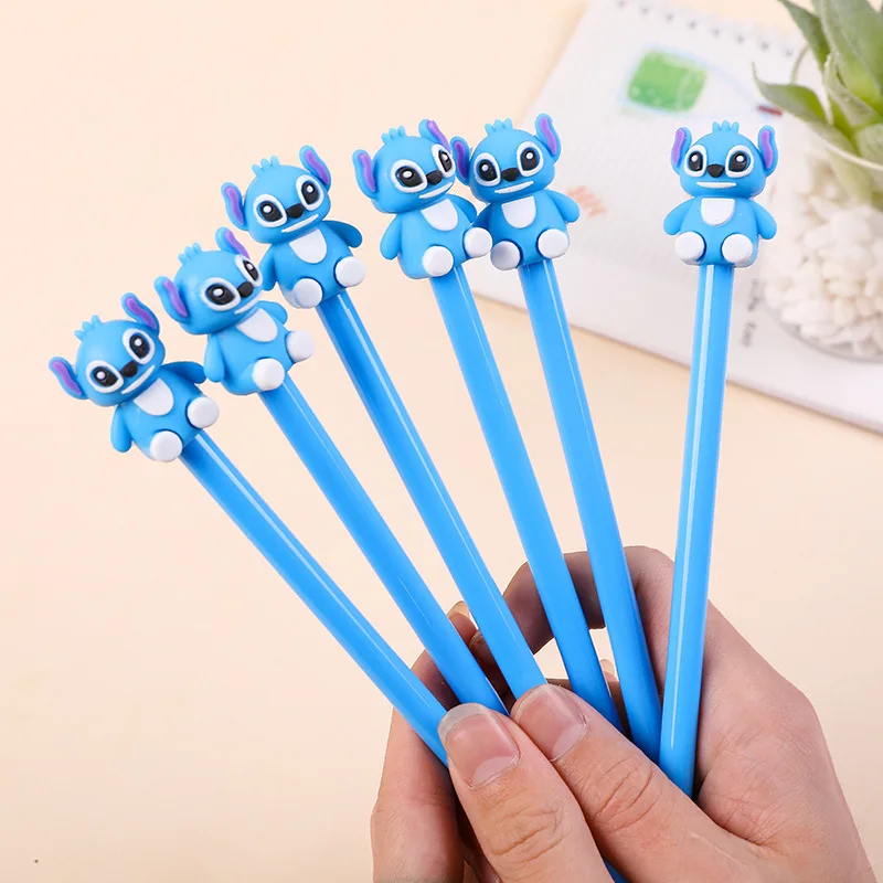 High Quality Stitch Shape Blue Silicone Doll Cartoon Cute Writing Smooth 0.5mm Black Gel Pen