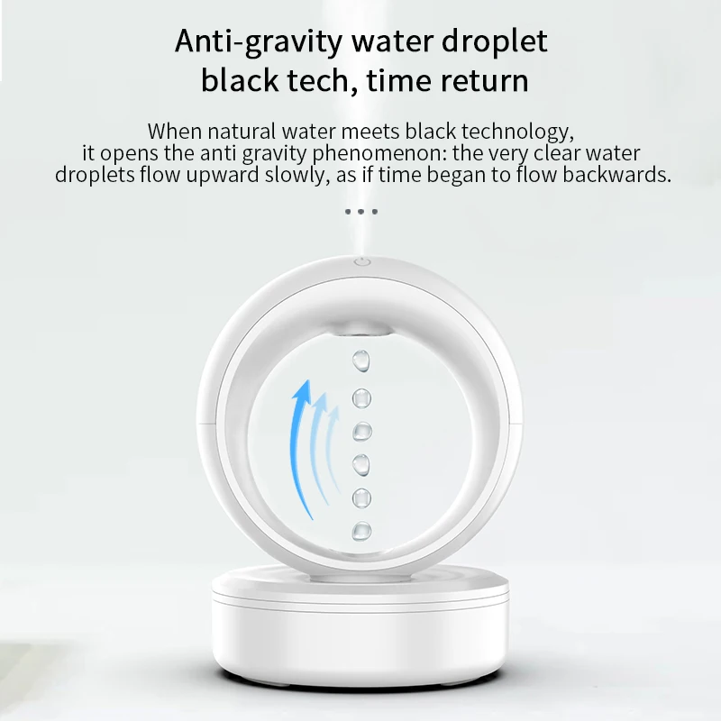 factory supply holiday gift fountain tabletop air purifier type C cable water drop anti gravity humidifier usb air humidifier