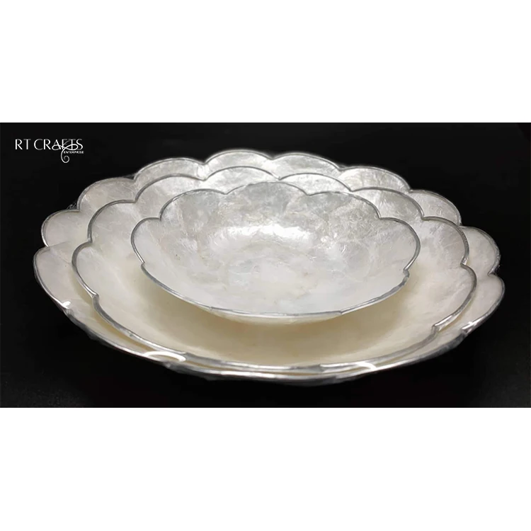 Decorative Server Plate Set Dinnerware Capiz Shells Plates Candy Dish Handmade Plate Set For wedding Decoration