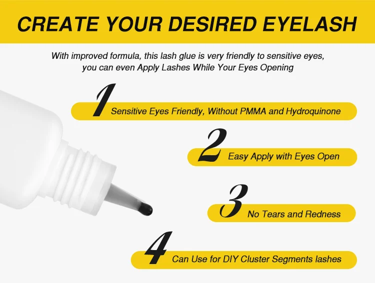 Hollyren NO PMMA glue long-lasting waterproof customized lash glue for eyelash extensions