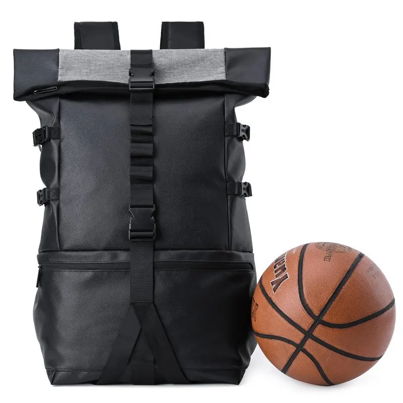 Large capacity hiking backpack roll top laptop backpack travel sports gym basketball bag