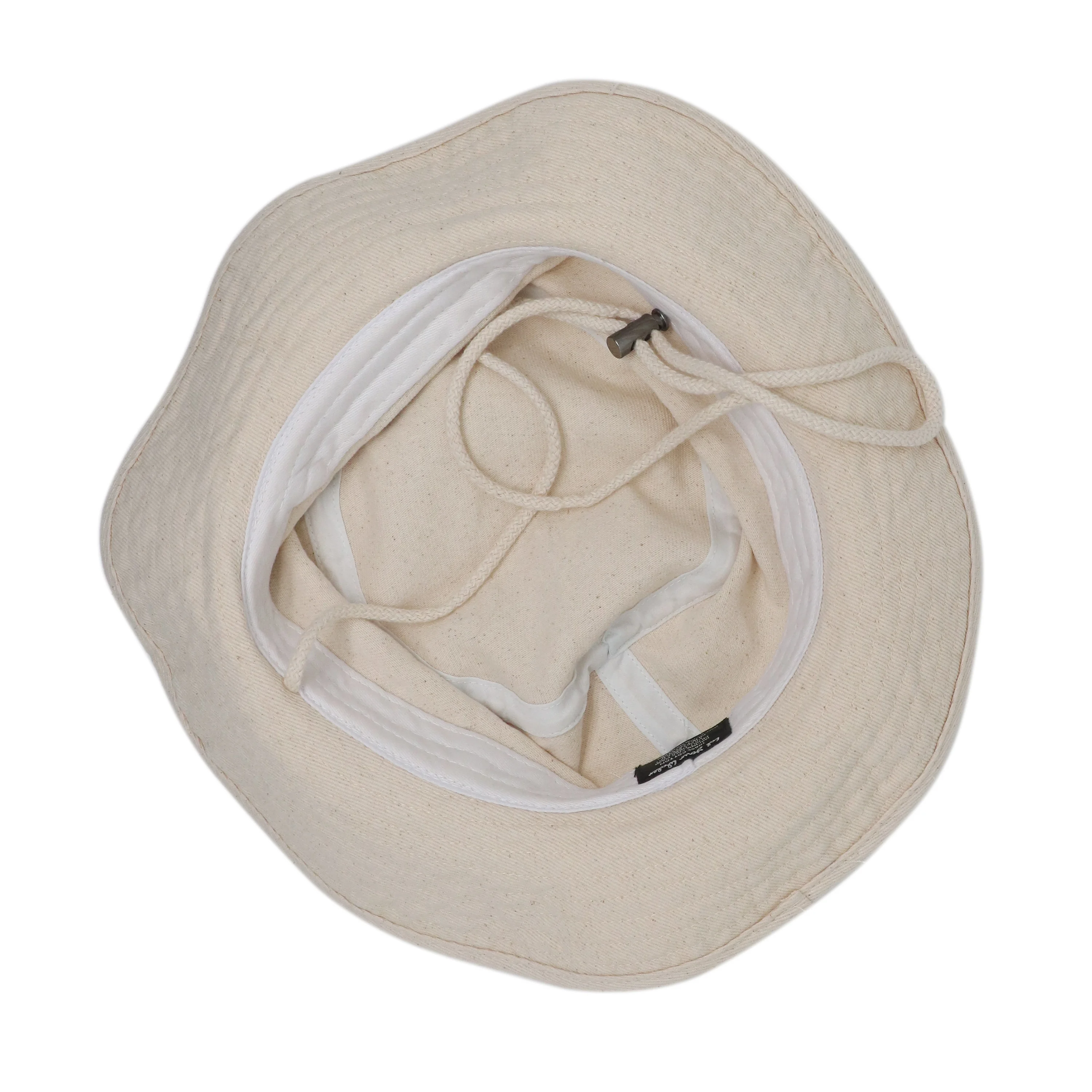 High Quality 100% Organic Cotton Outdoor Boonie Fisherman Safari Hat Custom Woven Label Bucket Hat With String