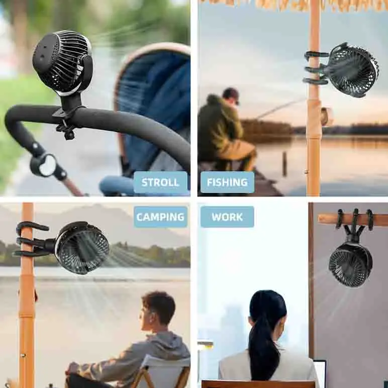 Customized Logo Outdoor Flexible Clip Tripod Fan 2  Pedestal Rechargeable Usb Octopus Fan Mini Portable Baby Stroller Fan