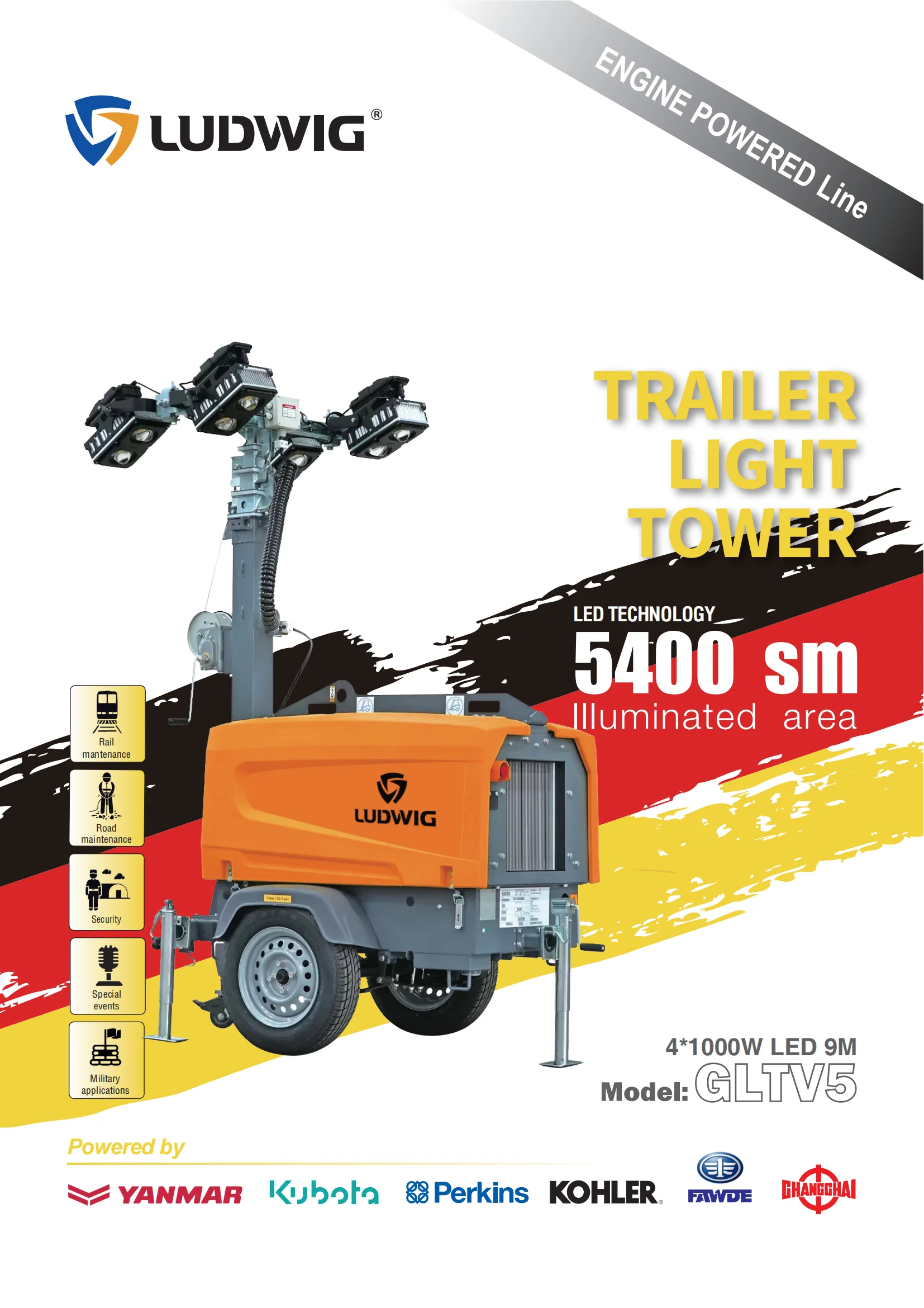 Световая башня двигателя Kubota alts copco yan mar