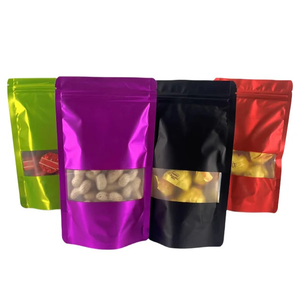 Biodegradable Custom Printed Aluminum Foil Plastic Packaging Ziplock Doypack Stand up Pouches Bags for Food Package With Window