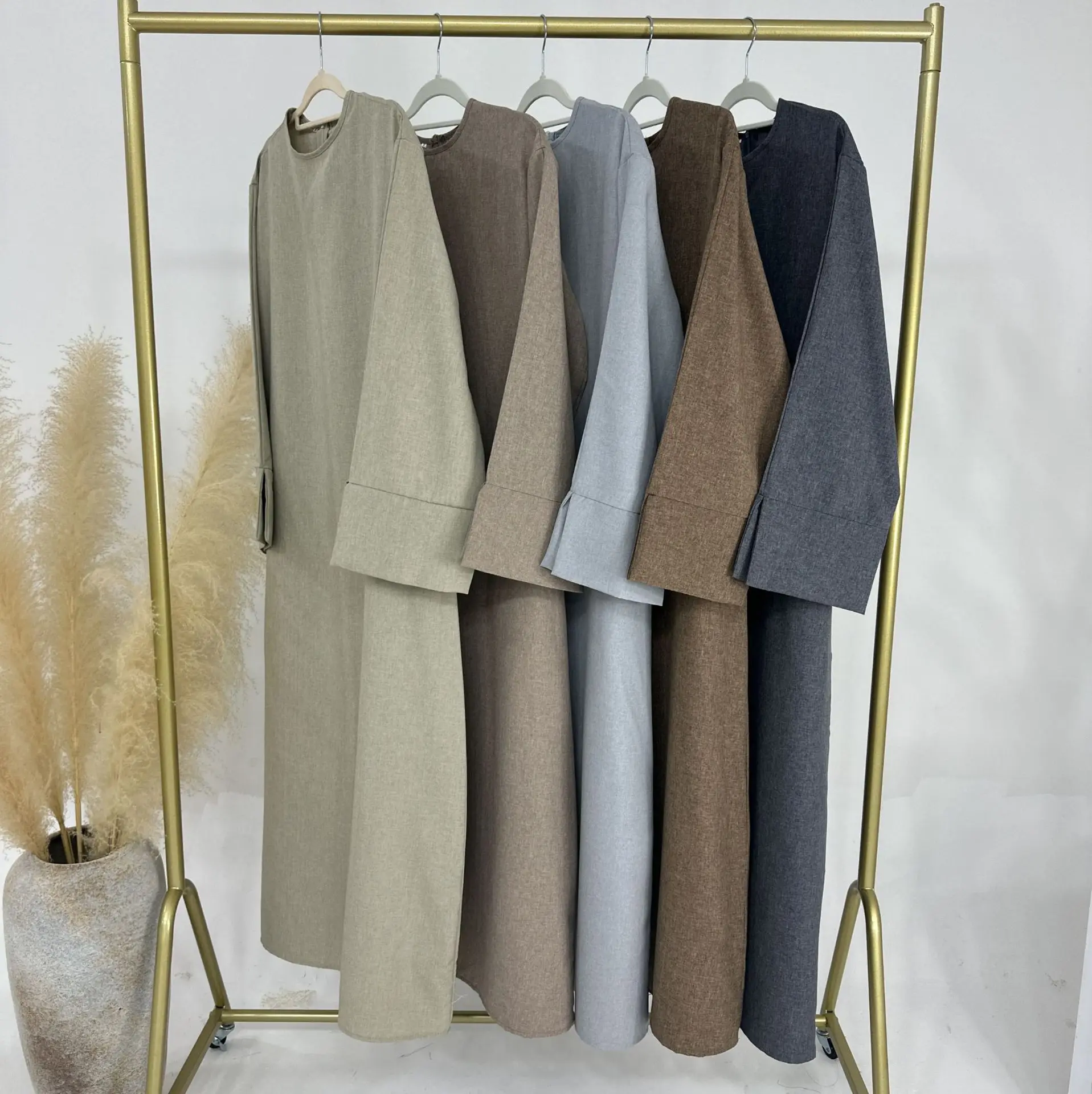 Yibaoli Manufacturer islamic clothing 5 colors linen abaya with open sleeve abaya women muslim dress new