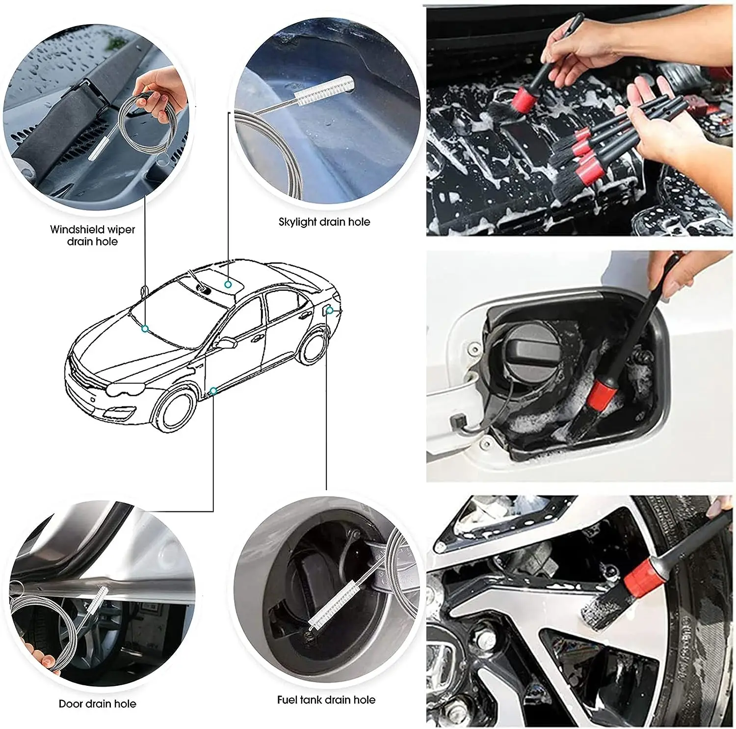 Car Detailing Brush Kit Car Brushes for Detailing Auto Detailing Brushes for Cleaning Wheels