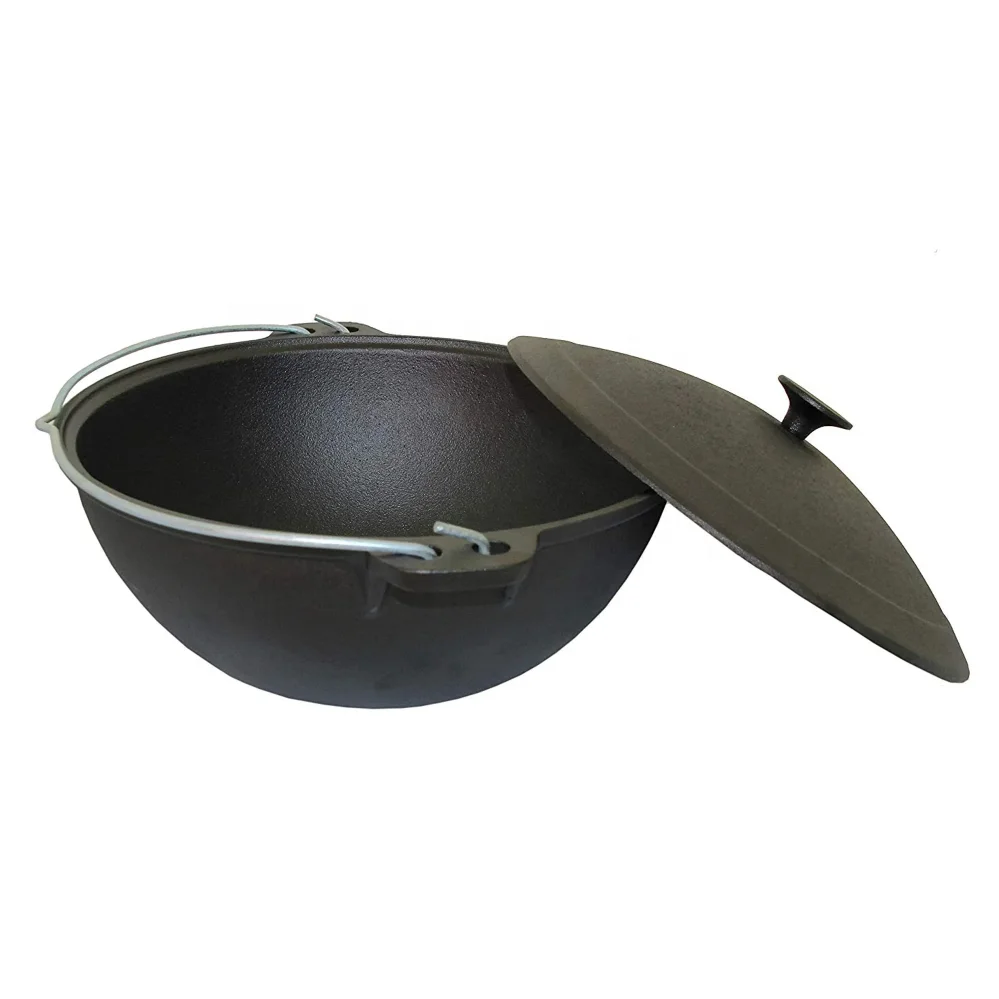 4L Kazan Swivel Pot Cast Iron Kazan Camping pot with Cast Iron Lid Kettle