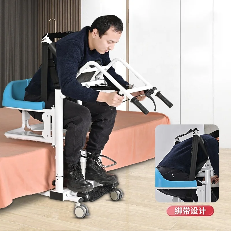 Portable hydraulic lifting and assisted transfer chair for household use, capable of getting on the car, bathing and toilet seat