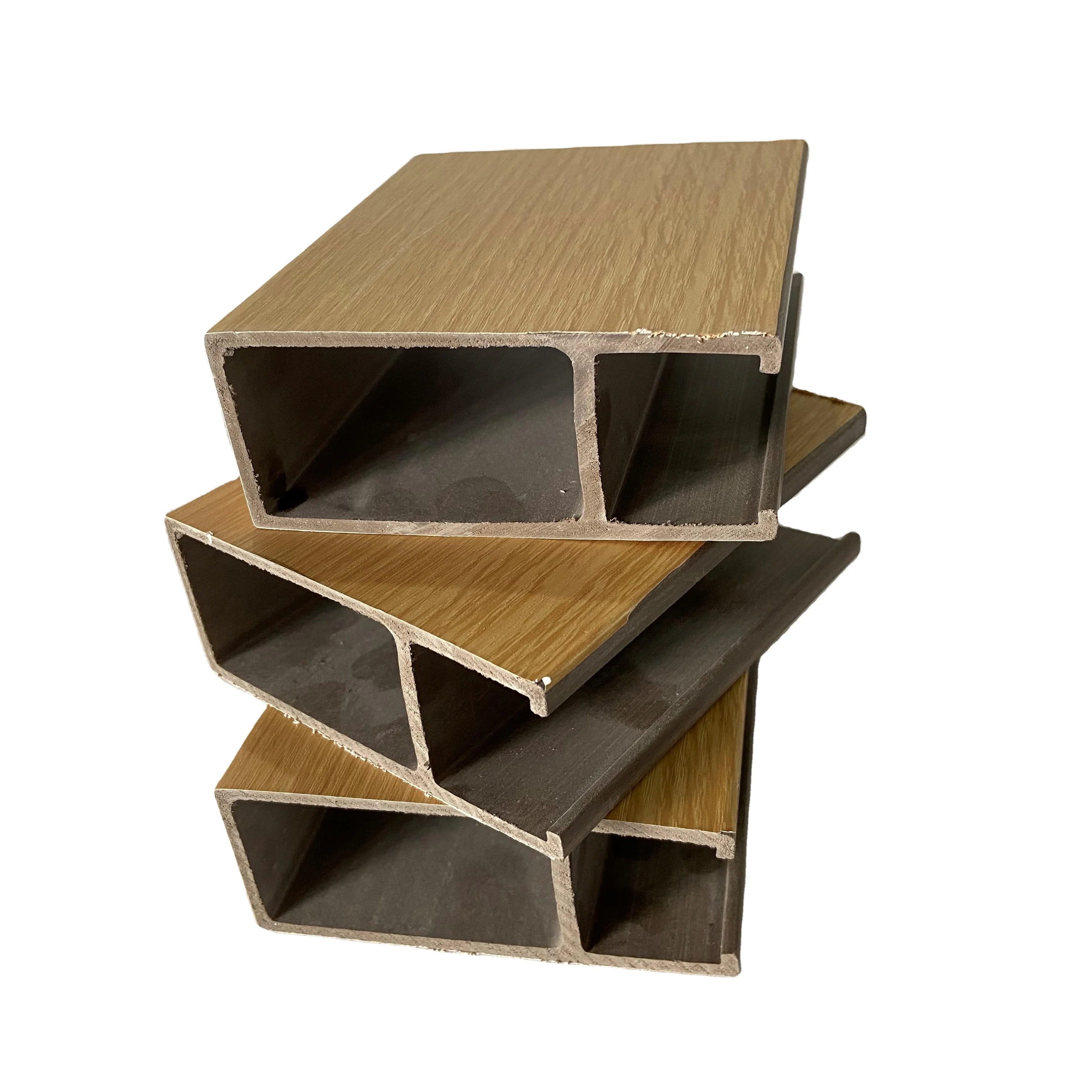 High Quality Indoor Decoration Batten Wpc Hollow Square Tube Column Wooden Partition Wall Wood Grain Ceiling Timber Tube