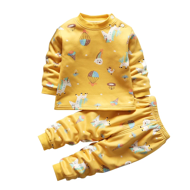 
Baby plush and thickened long Johns pajamas for boys and girls baby clothes thermal underwear set 