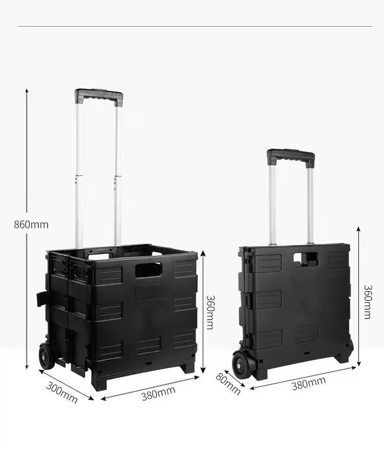 Portable Collapsible Rolling 2 Wheel Climbing Foldable Supermarket Shopping Folding Plastic Carry Hand Trolley Cart