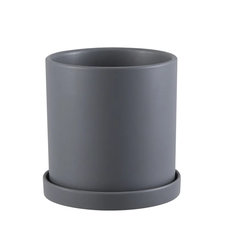 Nordic ceramic flowerpot simple creative ins flowerpot cylindrical perforated pallet bonsai flowerpot factory direct sales