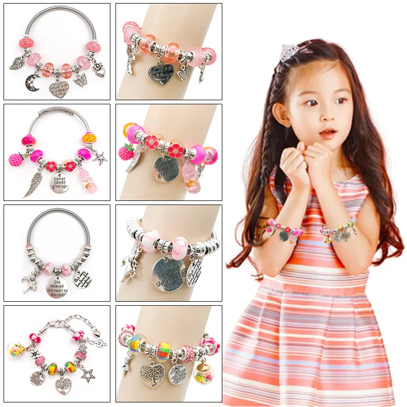 218PCS DIY Charm Bracelet Making Kit Including Jewelry Beads, Snake Chains for Children Girls Teens Age DIY Bracelet Box Set