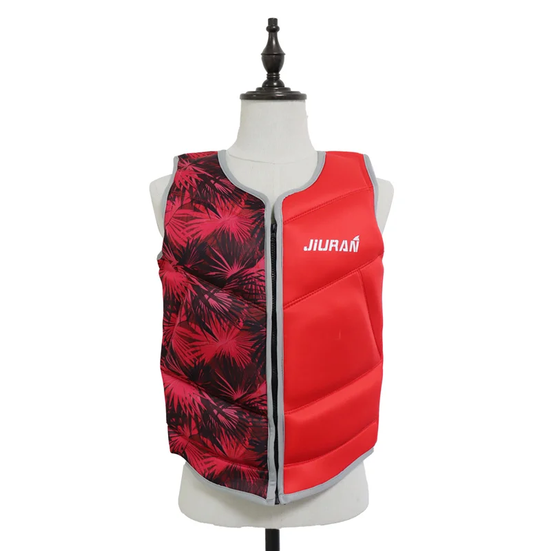 JIURAN Wholesale Fashion Red Life Jacket neoprene swim adult life vest jacket