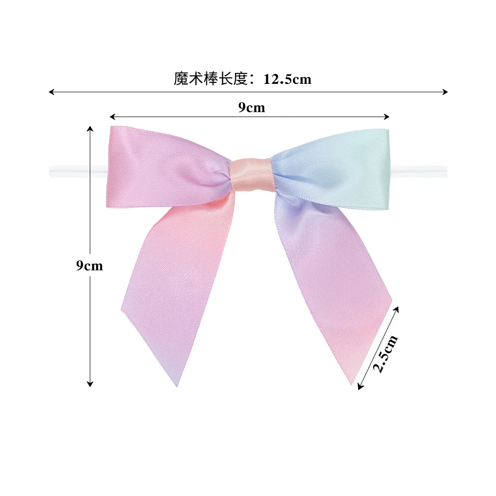 Hot Sale Customized 196 Colors or Rainbow High Quality Twist tie Satin Ribbon Bow Pre-made Gift Ribbon Bow