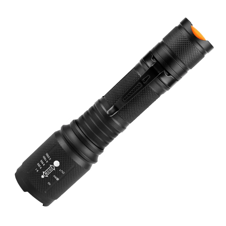 Portable Tactical Aluminum Alloy Flashlights 5 Modes T6 Zoomable Clip Torch Light LED High Lumen Flashlight Set