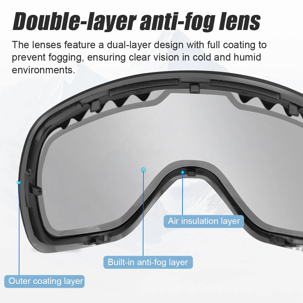 YUEDIO High-Density Foam Frameless Ski Goggles with Non-Slip Silicone Elastic Strap for Snowboarding and Winter Adventures